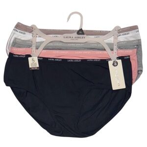 LAURA ASHLEY 5 Pack Panties Briefs Tag Free Comfy Solids NWT XL
